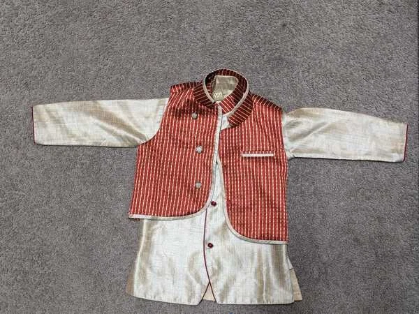 Kids || Indian Ethenic Wear Boys Embroider Pathani Kurta and Vest - Image 1 of 1