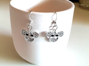 Pretty Crystal Minnie Mouse Character Silver Plated Earrings - Picture 1 of 9
