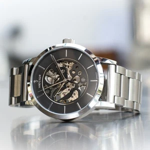 Men's Stainless Steel Mechanical Watch Black Silver - Ape-X Weird Ape - Picture 1 of 5