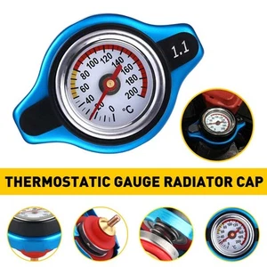 Aluminum Thermo Thermostatic Radiator Cap Cover Water Temperature Fits Gauge Car - Foto 1 di 8