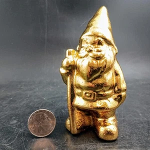 Hand-Gilded Gnome 4.75" Tall... All Humans Want A Gold Gnome!  - Picture 1 of 8