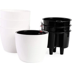 4 Pack Round Self Watering Pot Planter with Water Level Indicator, 5x4.3" - Picture 1 of 6