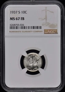 1937-S Mercury Dime 10C NGC MS67FB - Picture 1 of 4