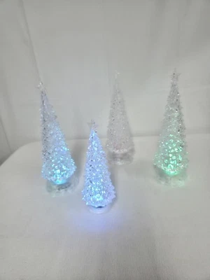 Árboles de Navidad 4 Acrílico Transparente LED Iluminado Mesa Parpadeante 11 pulgadas 8 pulgadas Foto 1 de 4