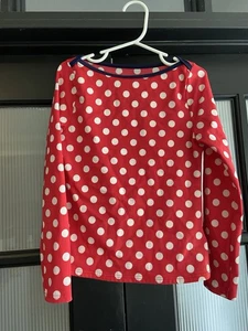 Lands' End Red and White Polka Dot Rashguard Swim Top size 6 - Picture 1 of 6