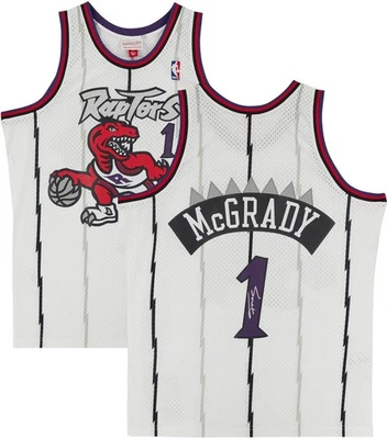 Camiseta deportiva Mitchell & Ness Swingman 1998 blanca firmada por Tracy McGrady Toronto Raptors Foto 1 de 4