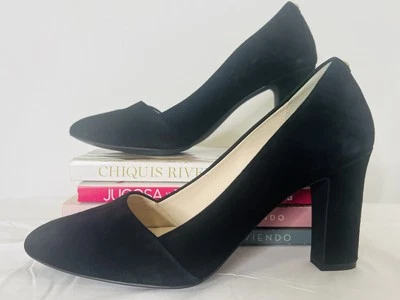 Cole Haan Kinslee 黑色麂皮绒懒人鞋圆头正装高跟鞋 8 码 — 第 1/4 张图片