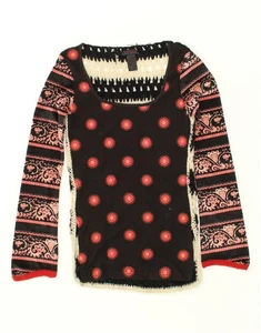 CUSTO BARCELONA Womens Vintage Long Sleeve Blouse Top UK 8 Small Black AS51 - Picture 1 of 4