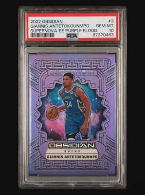 2022 Obsidian Giannis Antetokounmpo #3 Purple Flood EE Supernova /49 PSA 10 - Image 1 of 2