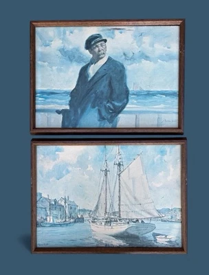 Galería enmarcada de colección Gordon Grant impresiones náuticas Sea Captain & Goleta 212 14x11 Foto 1 de 4