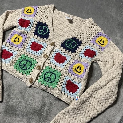 Cárdigan GUESS Originals X J Balvin Crochet Smiley Talla XS Indie Boho Informal Foto 1 de 4