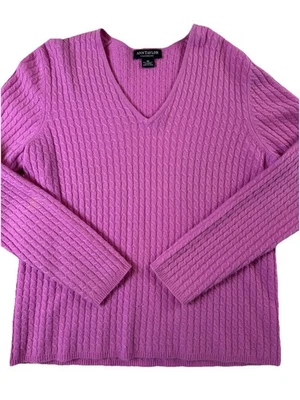 Suéter Ann Taylor 100 % cachemir de dos capas tejido con cable cuello en V para mujer talla M suave Foto 1 de 4