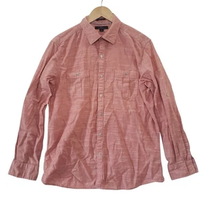 Camisa informal Marc Anthony para hombre ajustada manga larga abotonada talla L rosa algodón - Imagen 1 de 6