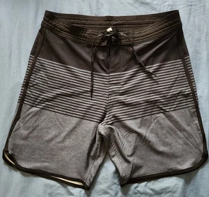 Old Navy Grey Striped Novelty Board Shorts Swim Trunks Bottom Size 34 - Picture 1 of 8