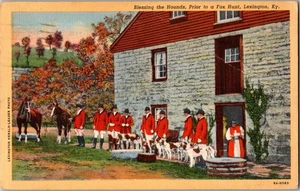 Benedire i segugi, prima di una caccia alla volpe, Lexington, KY cartolina d'epoca JA4 - Foto 1 di 2