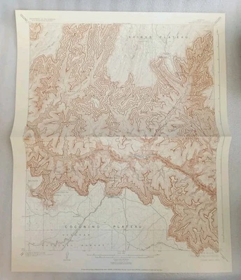 VINTAGE ORIGINAL GRAND CANYON BRIGHT ANGEL ARIZONA USGS GEOLIGICAL TOPO MAP 1932 - Image 1 of 4