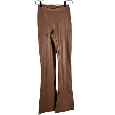 Skims Jasper Brown Faux Leather Seamed Bootcut Pants Mid Rise Stretch Size S - Image 1 of 4