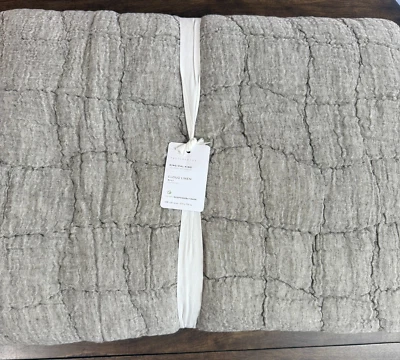 POTTERY BARN CLOUD HANDCRAFTED COTTON/LINEN QUILT KING/CAL KING ~ LODEN (GREEN) - Image 1 of 4