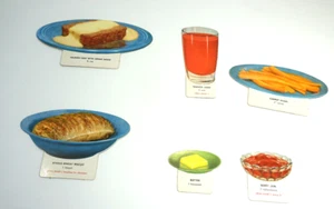 Lote de 6 tarjetas flash de cartón troquelado de nutrición escolar vintage de los años 60 - Imagen 1 de 8
