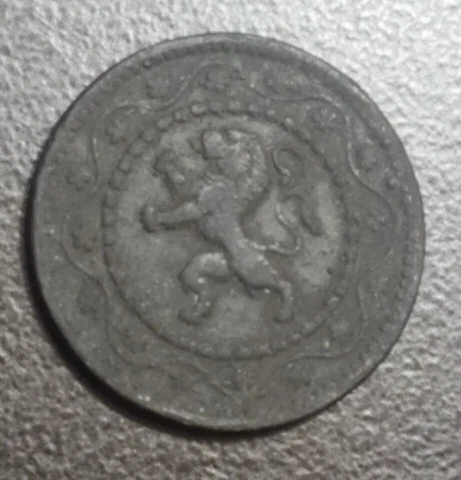 1916 Belgium German Occupation 10 Centimes Old Coin KM 81 ZINC Standing Lion Cover