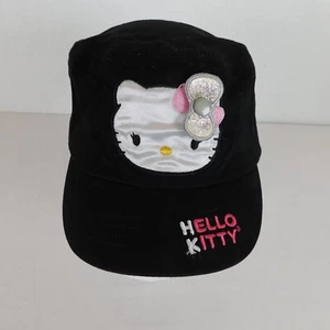Sanrio Hello Kitty Black Flat Cap Glitter Baseball Hat Size Small Kids Pretty - Picture 1 of 8