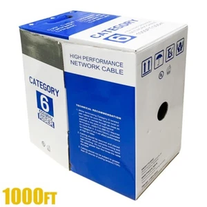 1000FT CAT6 Network LAN Ethernet UTP Bulk Cable Solid Copper Wire 23AWG Yellow - Picture 1 of 5