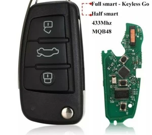 Fits Audi 433Mhz MQB48 Complete Transponder Remote Key - Picture 1 of 4
