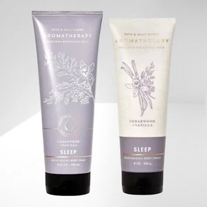 2* BATH & BODY WORKS AROMATHERAPY SLEEP CEDARWOOD VANILLA BODY WASH & BODY CREAM - Picture 1 of 6