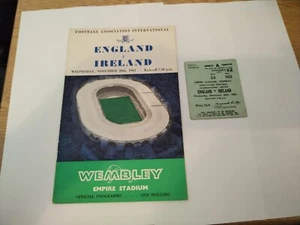 England Vs Ireland Football Programme & Ticket November 20th 1963 - - Picture 1 of 5