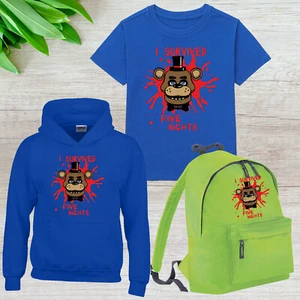 Five Nights At Freddy Kids T Shirt FNAF Gaming Hoody Boys Girls School Bagpack - Picture 1 of 24