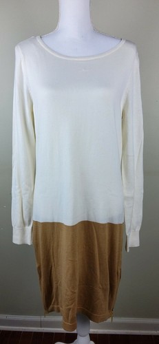 Abito maglione donna manica lunga Michael Kors avorio marrone taglia L