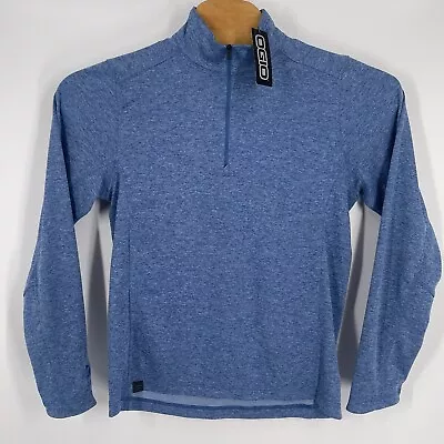 NUEVO CON ETIQUETAS OGIO Para hombres 1/4 Cremallera Pullover Manga Larga Camisa Talla S Azul Real Foto 1 de 4