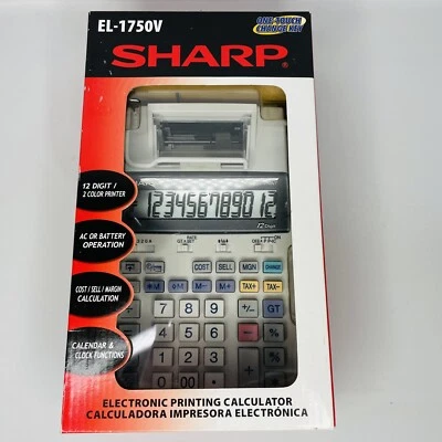 Sharp EL-1750V Two-Color Printing Calculator Black/Red Print 2 Lines/Sec NEW - Image 1 of 4