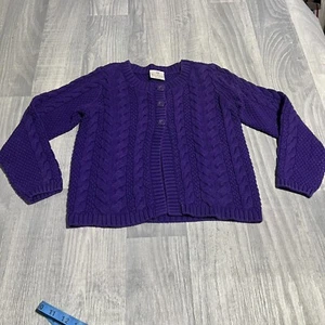 Hanna Andersson Purple Knit Buttoned Down Long Sleeve Sweatshirt - Picture 1 of 7