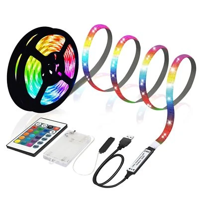 MUSUNIA Striscia LED a batteria, 2 m, RGB 5050, funzionamento a batteria o USB,  - Immagine 1 di 4