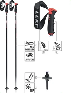 LEKI Skistöcke Alpin Stöcke »Neolite Airfoil« ALU Schwarz Weiß Rot EVO PAS Griff - Bild 1 von 2