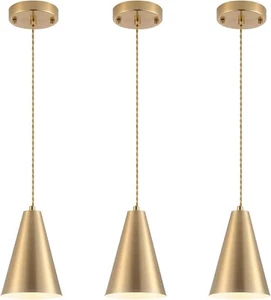 3 PACK Gold Pendant Lights Kitchen Island Dining Room Light Fixtures Over Table - Picture 1 of 13