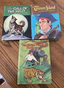 The Call of the Wild Treasure Island Swiss Family Robinson book lot hardcover - Picture 1 of 22