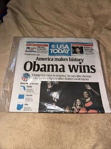 USA Today Newspaper - Obama Wins - November 5, 2008 - Sealed NEW - Picture 1 of 9