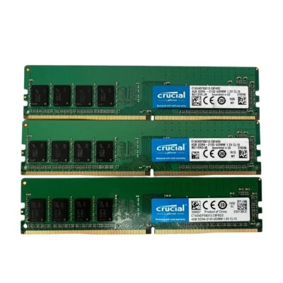 Crucial 12GB (3x4GB) PC4-17000 DDR4-2133 RAM Desktop SDRAM CT4G4DFS8213 Tested - Image 1 of 4