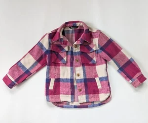 Girls Members Mark Pink Plaid Shacket XS- 4-5. #68 - Picture 1 of 6