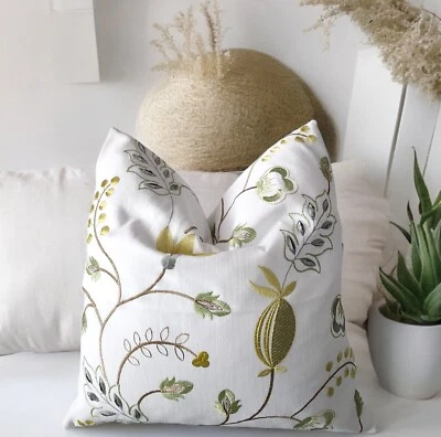 Decorative Set Of 2  Floral Pattern  Embroidered Cushion Covers 45x45cm  - Image 1 of 4