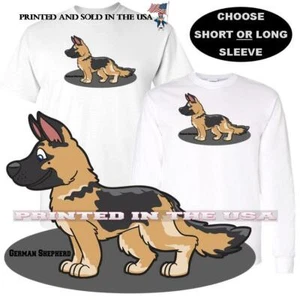 German Shepherd Dog Breed Cute Puppy Standing Proud Cartoon Graphic T Shirt  - Picture 1 of 4