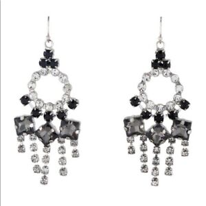Lulu Frost crystal chandelier drop earrings gray black rhinestone dangle pageant