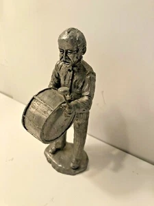 Michael Ricker Pewter Carnival Circus Man Playing Drum Figurine  - Picture 1 of 3