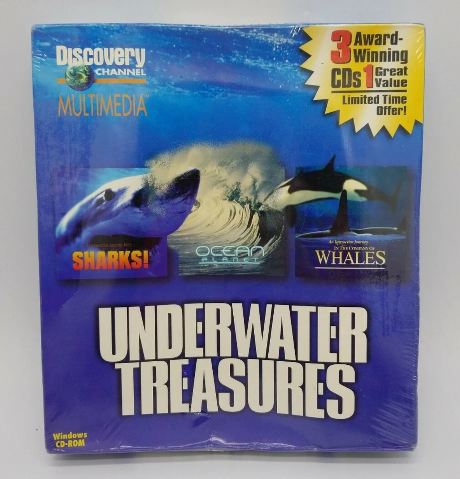 Discovery Channel Multimedia Underwater Treasures PC CD-ROM Big Box Sealed 1996 - Image 1 of 4