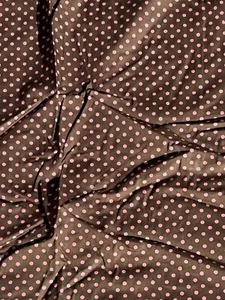 Vintage material brown with pink polka dots 43”wide x 121 long New Old Stock lb - Picture 1 of 7