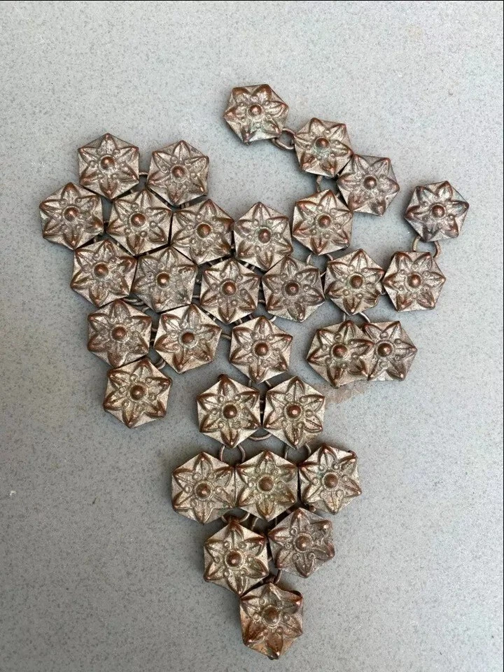 Ancient Copper Gold Ethnic Horse Traditional Jewelry Accessory Floral Panel Old - Image 1 of 4