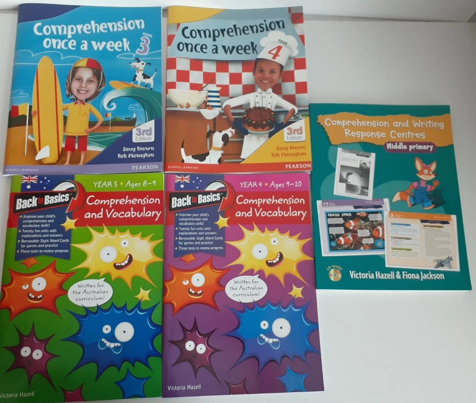 5 x Educational Books, Homeschooling, English, Comprehension, Grades 3 & 4, New - image 1 of 4