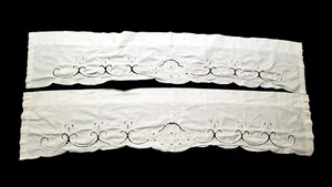 Vintage Battenberg Cut Outs Off White Volant Paar 2 überbacken - Bild 1 von 14